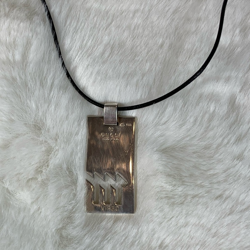 Gucci ID Tag Plate Virgo Pendant Necklace Choker - Picture 3 of 8